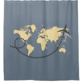 世界を旅しようイラストレーション シャワーカーテン (正面)