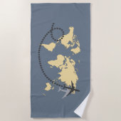 世界を旅しようイラストレーション ビーチタオル (正面)