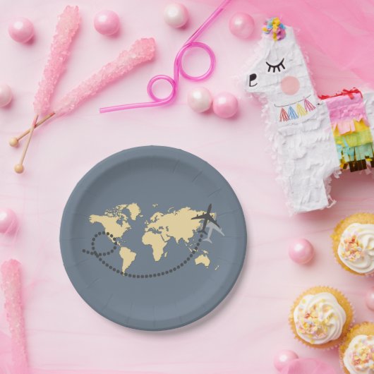 世界を旅しようイラストレーション ペーパープレート (パーティー)
