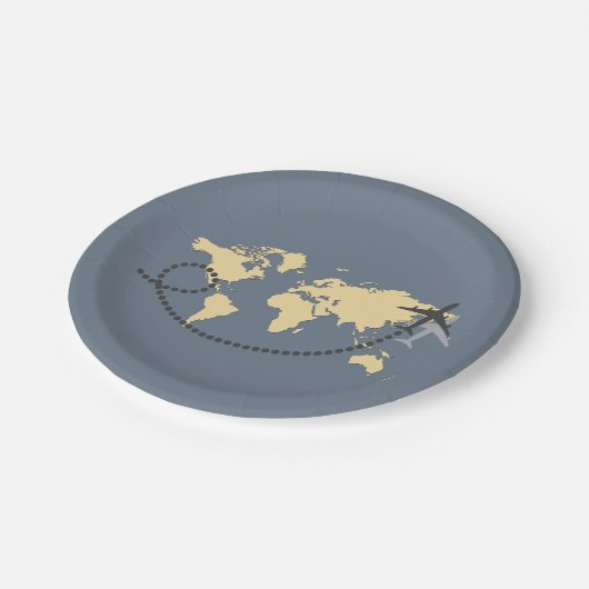 世界を旅しようイラストレーション ペーパープレート (アングル)