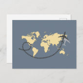 世界を旅しようイラストレーション ポストカード (正面/裏面)