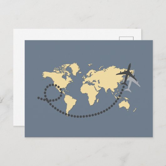 世界を旅しようイラストレーション ポストカード (正面/裏面)