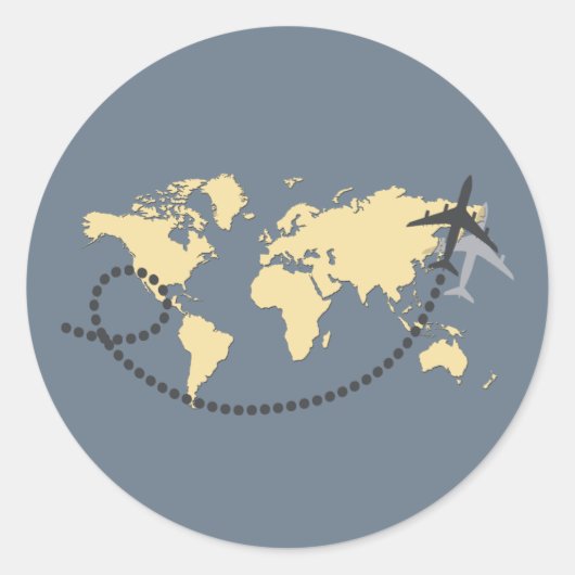 世界を旅しようイラストレーション ラウンドシール (正面)