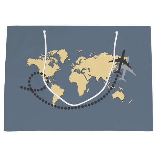 世界を旅しようイラストレーション ラージペーパーバッグ