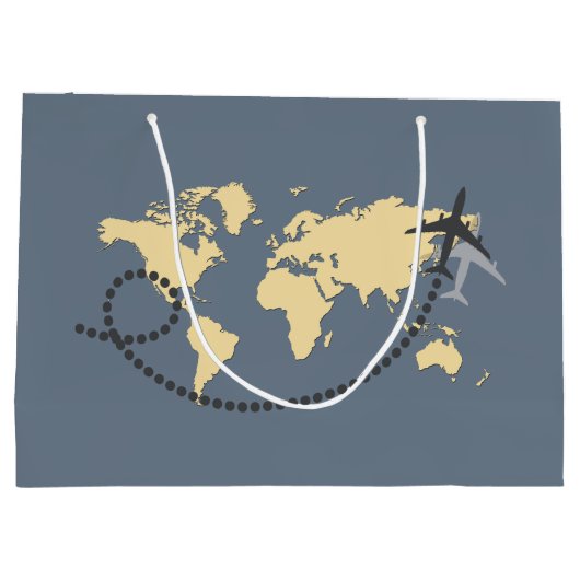 世界を旅しようイラストレーション ラージペーパーバッグ (裏面)