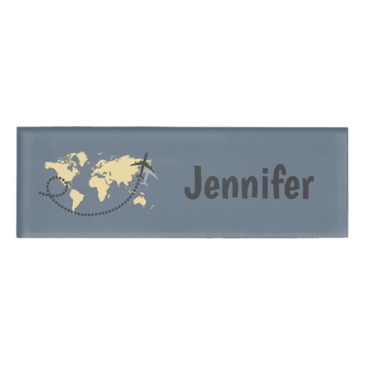 世界を旅しようイラストレーション 名札 (正面)