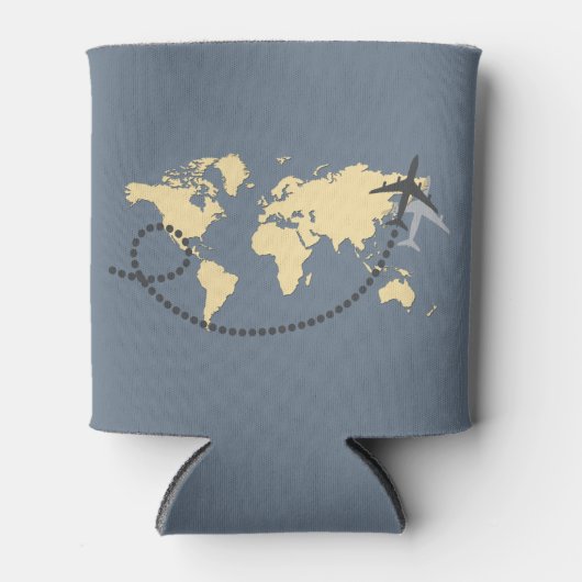 世界を旅しようイラストレーション 缶クーラー (正面)