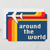 世界を旅するレトロなストライプ 招待状 (正面)