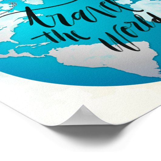 世界を旅する引用文ヴィンテージ飛行機地球 ポスター (角)