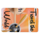 世界を旅する飛行機クラシックのポスター夕べ マグネット (横)