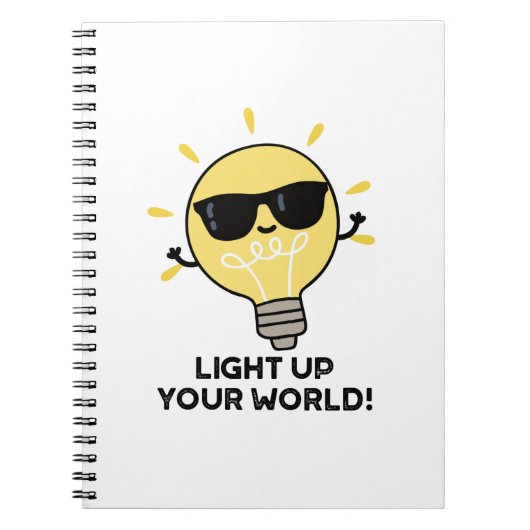世界を明るく！ポジティブな電球パンの面白いギフト ノートブック (正面)