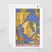 「世界を本で呼び込む」ヴィンテージのポスター ポストカード (正面/裏面)