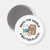 世界を焼くバッタープレイスおもしろいベーキングパン マグネット (正面/裏面)