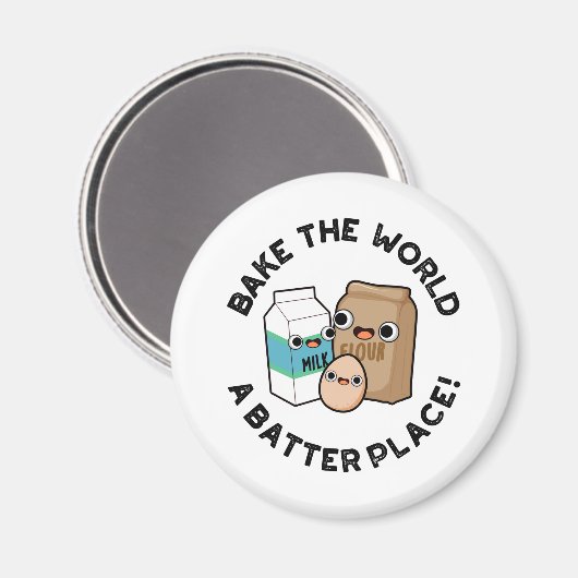 世界を焼くバッタープレイスおもしろいベーキングパン マグネット (正面/裏面)