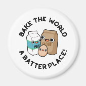 世界を焼くバッタープレイスおもしろいベーキングパン マグネット (正面)