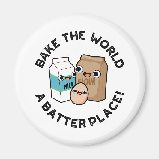 世界を焼くバッタープレイスおもしろいベーキングパン マグネット (正面)