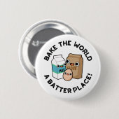 世界を焼くバッタープレイスおもしろいベーキングパン 缶バッジ (正面&裏面)