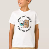 世界を焼くバッタープレイスおもしろいベーキングパン Tシャツ (正面)