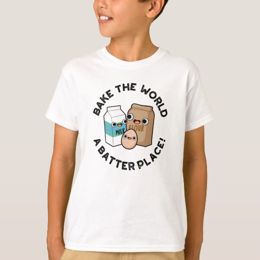 世界を焼くバッタープレイスおもしろいベーキングパン Tシャツ (正面)