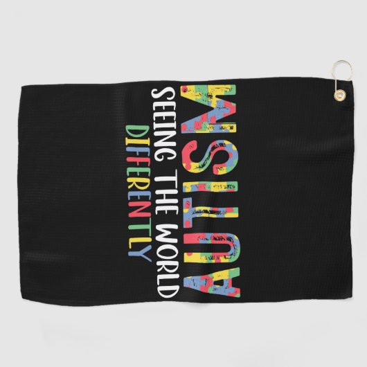 世界を異なる自閉症が目にする自閉症 ゴルフタオル (横)