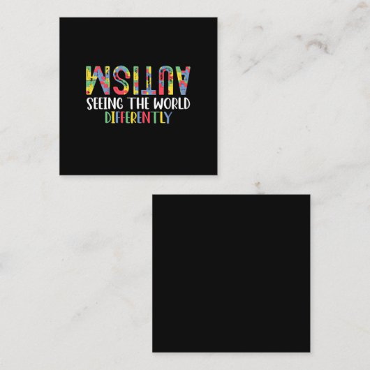 世界を異なる自閉症が目にする自閉症 スクエア名刺 (正面/裏面)