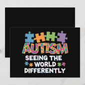 世界を異なる視点で見る 自閉症の認識 招待状 (正面/裏面)