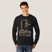世界を異なる角度の自閉症で見るキリン Tシャツ (正面フル)