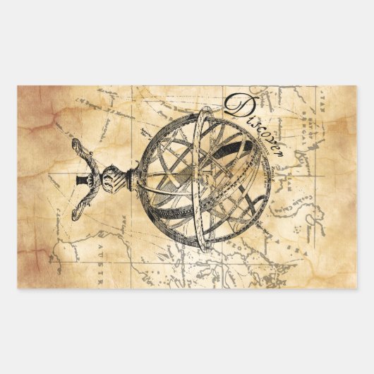 世界を発見 長方形シール (正面)