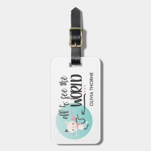 世界を見るために白い子猫 | 名前をカスタムする ラゲッジタグ (正面縦)