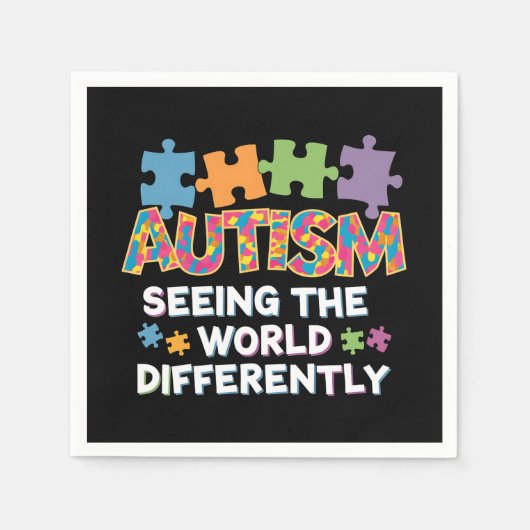 世界を見る自閉症意識の違い スタンダードカクテルナプキン (正面)