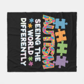 世界を見る自閉症意識の違い フリースブランケット (正面(横))