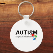 世界を角度から見る違う自閉症 キーホルダー (正面)