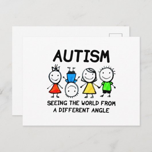 世界を角度オートから見る違う自閉症 ポストカード (正面/裏面)