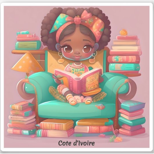 世界を読む少女たち - コートジボワール シール (正面)