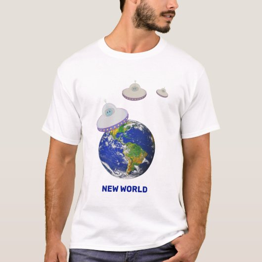 世界を飛ぶ空飛ぶ円盤Tシャツ Tシャツ (正面)