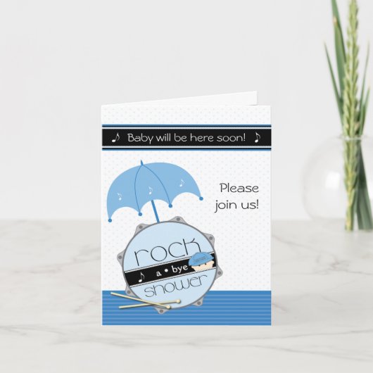 世界を、ここに私ドラムをたたきます見て下さい! BabyShowerの招待 招待状 (正面)