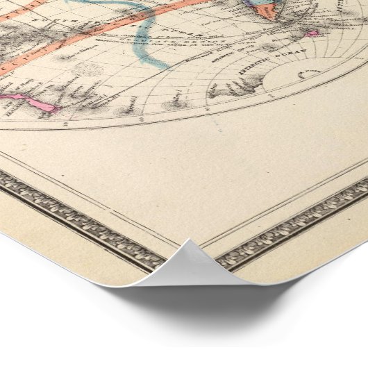 世界アトラス地図と潮流と貿易風 ポスター (角)