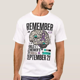 世界アルツハイマー・デイ 脳の記憶 紫のリボン Tシャツ