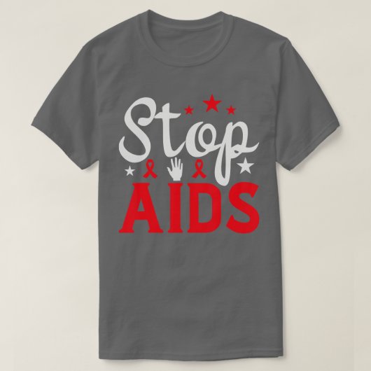 世界エイズストップデーエイズHIV認識度赤リボン Tシャツ (デザイン正面)