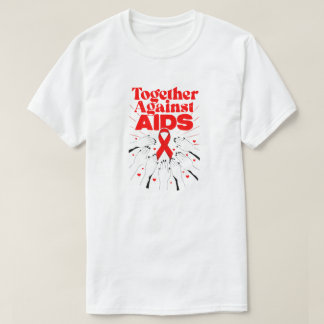 世界エイズデイ 赤いリボン タイポグラフィーデザイン Tシャツ