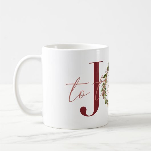 世界エレガントにクリスマスの喜びリース コーヒーマグカップ (左)