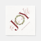 世界エレガントにクリスマスの喜びリース スタンダードカクテルナプキン (正面)