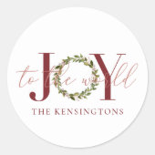 世界エレガントにクリスマスの喜びリース ラウンドシール (正面)