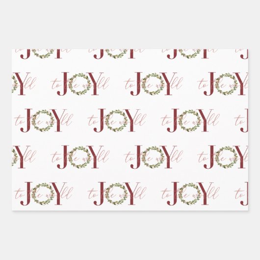 世界エレガントにクリスマスの喜びリース ラッピングペーパーシート (正面2)