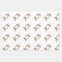 世界エレガントにクリスマスの喜びリース ラッピングペーパーシート