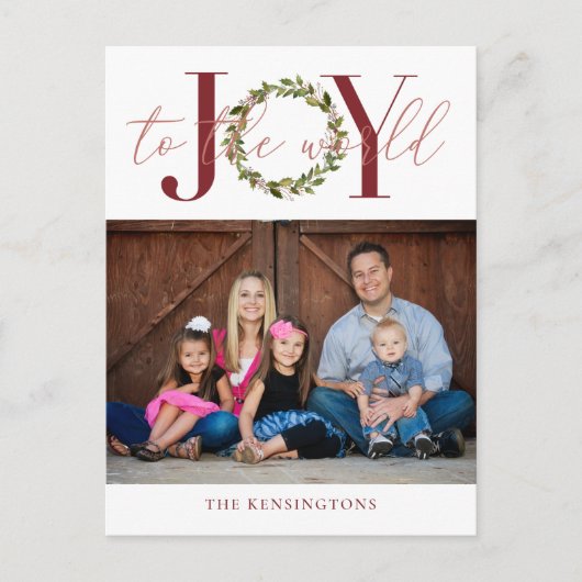 世界エレガントのクリスマス・ホリデー写真への喜び シーズンポストカード (正面)