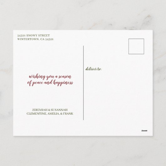 世界エレガントのクリスマス・ホリデー写真への喜び シーズンポストカード (裏面)