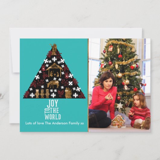 世界エレガントの休日へのクリスマス写真の喜び シーズンカード (正面)