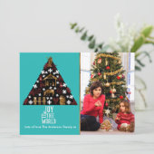 世界エレガントの休日へのクリスマス写真の喜び シーズンカード (スタンド正面)