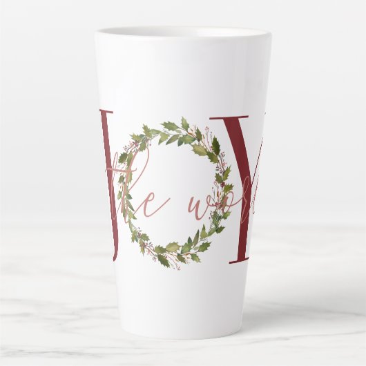 世界エレガントクリスマスリースへの喜び カフェラテマグ (正面)